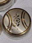 Vintage Art Deco Vanity Powder Makeup Glass Jar Trinket Set Of 3 Bronze Glass