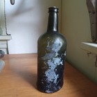 1760s Blackglass Free Blown Cylinder Liquor Bottle Rough Pontil Crude Dug