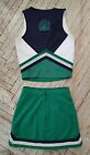 Real Varsity Green Silver Blue Creekview High School Cheerleading Cheer Uniform