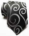 New Classic Paisley Black White Jacquard Woven 100  Silk Men s Tie Necktie