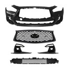 For 18-24 Infiniti Q50 Sport 3 0l V6 Front Bumper Grille Set W fog Light Bezels