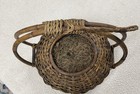 Vintage Circle Bentwood Bamboo Wicker Hanging Basket Flower Planter 60 s   17  T