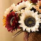Hawesome Cream White Sunflowers Artificial Flowers 7 Pcs Faux Silk