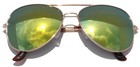 Yellow Mirror Lens Aviator Style Gold Metal Frame Sunglasses Uv400 Protection