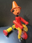 10  Vintage Handmade - Wooden Pull Toy - Pinocchio On Tricycle - Vilac  France
