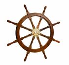 36 Inch Big Ship Steering Wheel Wooden Antique Teak Brass Nautical Pirate Ship s