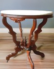 Antique Victorian Walnut Marble Top Parlor Table