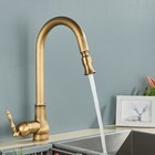 Antique Brass Kitchen Faucet Pull Down Sprayer Single Handle Sink Mixer Faucet