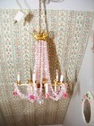 Vintage 1 12 Scale Pink Crystal Chandelier Dollhouse Miniature Doll House 1 12