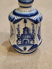 Vintage Russian  Gzhel  Blue White Porcelain Decanter Churches  Hand Painted