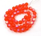 50 Czech Frosted Sea Glass Round Beads - Matte Ab Hyacinth Orange Moonstone 6mm