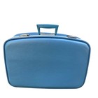 Vintage 5 Piece Nesting Luggage Set Blue Hard Shell Suitcase Train Case Unused