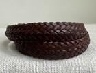 Ralph Lauren Unmarked Mens Belt Sz 36 Brown Woven Braided Leather Solid Brass