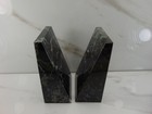 Vintage Black Onyx Stone Marble Bookends 2 Piece Wedge Decor Mint Condition Rare