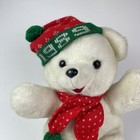 Dan Dee Teddy Bear Plush 1989 White Winter Christmas Stuffed Animal Knit Hat 14   
