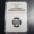 Malaysia 10 Sen 1971 V2 Dot Without Line Scarce Very Low Mintage 1971 Ngc Ms 66
