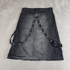 Y2k Current Mood Convertible Denim A-line Skirt Womens Large Black Preowned Punk