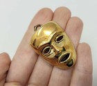 Lot Of 12 Vintage Gold Plastic Theater Masks Drama Mardi Gras Craft Charms 