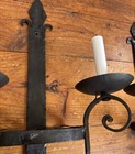 Antique Hammered Cast Iron Wall Sconces Arts Crafts Primitive French Style Pair