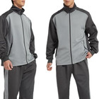Men s Tracksuit Casual Sweatsuit Set Gray Colorblock  Full Zip Jogging 2 Pc Xxl