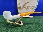 Ahmet Govem Block Meerschaum Curved Pot Hand Carved Pipe  Unsmoked  Case
