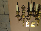 Pair  French  Antique  Bronze Sconces   Ribbon Top  Electrified