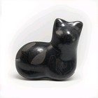 Vintage Mexican Black Pottery Cat Figurine Signed Mexico Carved Folk Art