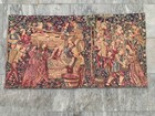 Vintage French Pictorial Garden View Tapestry Wall Hanging Large Woven Cotton