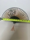 Vintage Japanese Silk Folding Hand Fan Cherry Blossom Butterfly Bamboo Tassel   