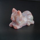 Carved Crystal Gemstone Ocean Agate Cat Figurine Animal Statue Home Decor 1 5  