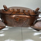 Vintage Large Hand Carved Wooden Crab Trinket stash Box Realistic