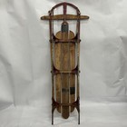Vintage Champion Wooden Toboggan Snow Ice Sled Sleigh With Floating Steering