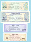 4 Notes From Bank Of China 10   50 Fen  1   10 Yuan Vf au  Free Ship