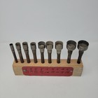Homemade Round Hole Punch Cutter Tool Set Wood Block Sizes Marked