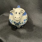 Cow Creamer With Blue Floral  Green Leaves And Lace Detail  Handmade In Poland