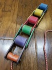 Vintage 50s Playskool Caterpillar Wooden Roller Jointed Pull Toy Primary Colors