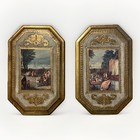 Pair Of Vintage Italian Florentine Wall Plaques Gold Gilt Art 18   x12    Rococo