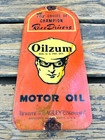 Vintage 11x5  Oilzum Motor Oil Service Pump Station Gasoline Porcelain Gas Sign