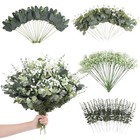 120 Pcs Mixed Artificial Eucalyptus Leaves Stems Bulk baby Breath Green-120pcs