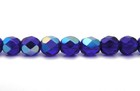 Czech Fire Polished Round Faceted Beads In Cobalt Blue Ab Coated 16  Strands