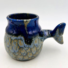 Doug Wylie Dolphin Tail Handle Coffee Mug Pottery Dolphin Inside Vintage