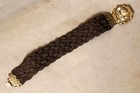 Vermeil Victorian Mourning Woven Hair Bracelet Set With Faceted Crystal C  1870
