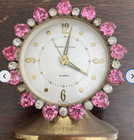 Phinney-walker Vintage Pink Heart Rhinestone Table bedside Alarm Clock - Works 