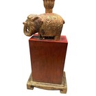 Vintage The Bombay Company Elephant Table Lamp Gold Leaopard Lining 23  Tall