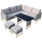 Patio Furniture Sets Outdoor Sectional Sofa Rattan Wicker Sofa W  Table Ottoman