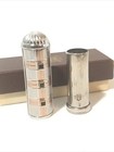 Vintage Evans Lipstick Holder- Silver   Gold Tone W  Sapphire Accents  Art Deco 