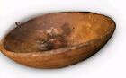 Antique Primitive Wood Bowl Carved Lip Lovely Patina Fabulous Off Round 15 