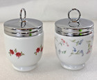 2 Royal Worcester King Size Egg Coddlers Bournemouth Rose   Forget Me Not Floral