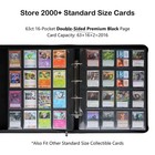 2000 Trading Card Binder  16 Pocket D-ring Card Binder Fit 2016 Cards - Large   
