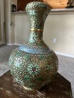 Sets Of 12     Vintage Chinese Cloisonne Vase Beautiful Green Flowers Design